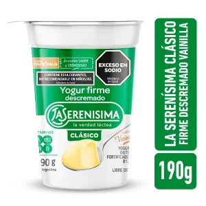 Yogur Firme Descremado La Serenísima Clásico Vainilla 190 Gr